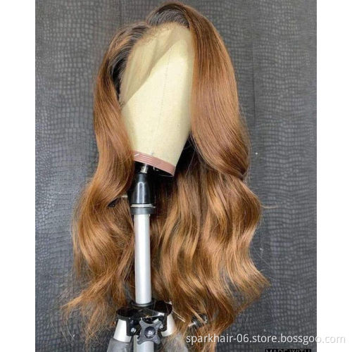 13x6 Pre Plucked Straight Brown And Blonde Highlight Human Hair Wig Blonde Highlighted Wigs Blonde Highlight Wig Lace Front